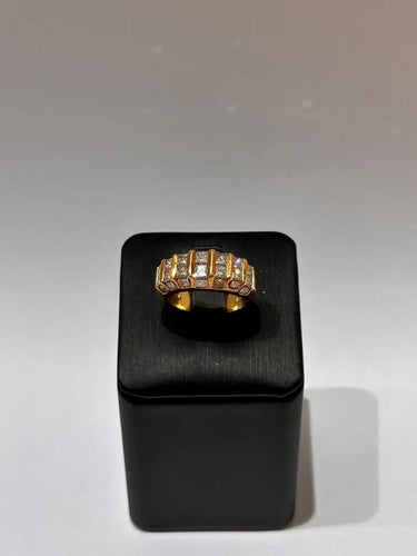 Bague 55 Bague en or jaune sertie de diamants taille princesse 58 Facettes