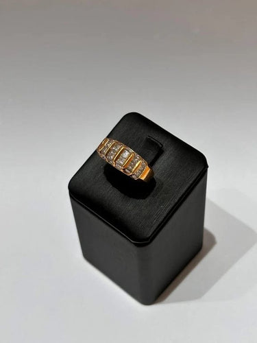 Bague 55 Bague en or jaune sertie de diamants taille princesse 58 Facettes