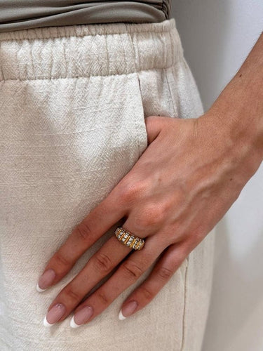 Bague 55 Bague en or jaune sertie de diamants taille princesse 58 Facettes