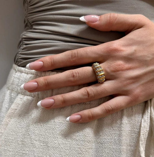 Bague 55 Bague en or jaune sertie de diamants taille princesse 58 Facettes
