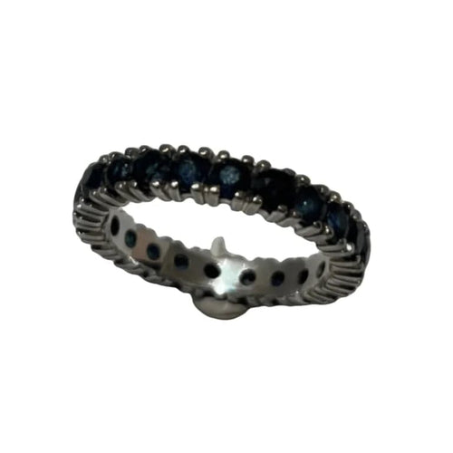 Bague 59 Alliance - Bague en or blanc 18 carats et saphirs 58 Facettes