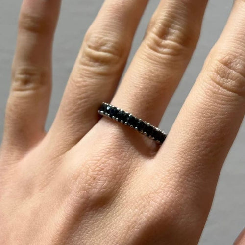 Bague 59 Alliance - Bague en or blanc 18 carats et saphirs 58 Facettes