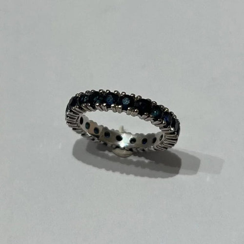 Bague 59 Alliance - Bague en or blanc 18 carats et saphirs 58 Facettes