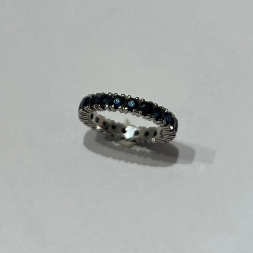 Bague 59 Alliance - Bague en or blanc 18 carats et saphirs 58 Facettes