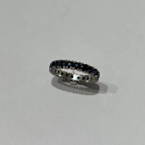 Bague 59 Alliance - Bague en or blanc 18 carats et saphirs 58 Facettes