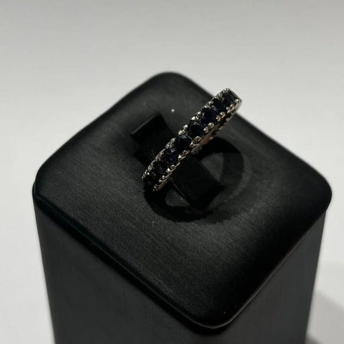 Bague 59 Alliance - Bague en or blanc 18 carats et saphirs 58 Facettes