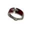 Bague 52 Bague en or blanc 18 carats avec résine rouge et diamants 58 Facettes