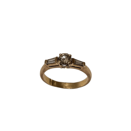 Bague 57 Bague de fiançailles en or jaune 18 carats avec diamant cognac 58 Facettes
