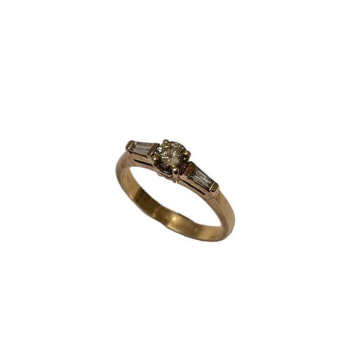 Bague 57 Bague de fiançailles en or jaune 18 carats avec diamant cognac 58 Facettes