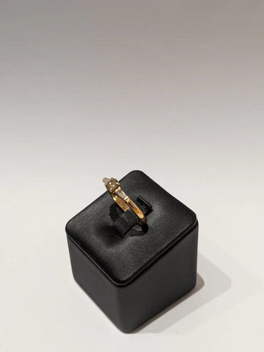 Bague 57 Bague de fiançailles en or jaune 18 carats avec diamant cognac 58 Facettes