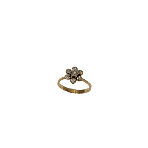 Bague 53 Bague motif floral en or jaune et diamants 58 Facettes