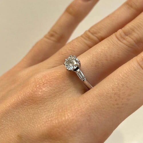 Bague 57 Bague de fiançailles en or blanc 18 carats avec diamants 58 Facettes