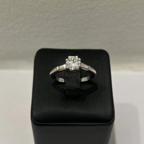 Bague 57 Bague de fiançailles en or blanc 18 carats avec diamants 58 Facettes