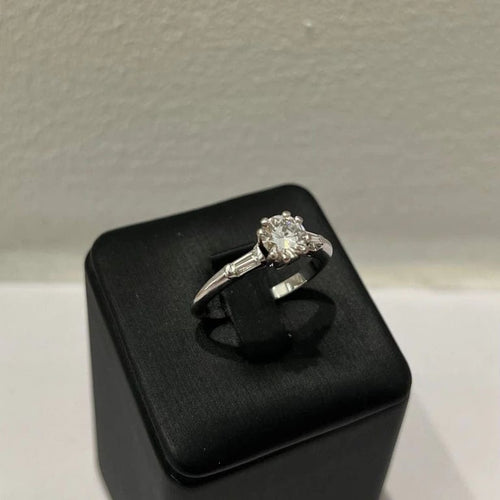 Bague 57 Bague de fiançailles en or blanc 18 carats avec diamants 58 Facettes