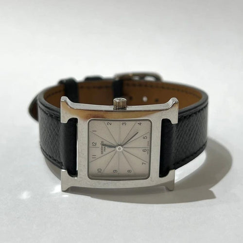 Montre Hermès Heure H HH1.210 - Montre quartz en acier et cuir noir 58 Facettes