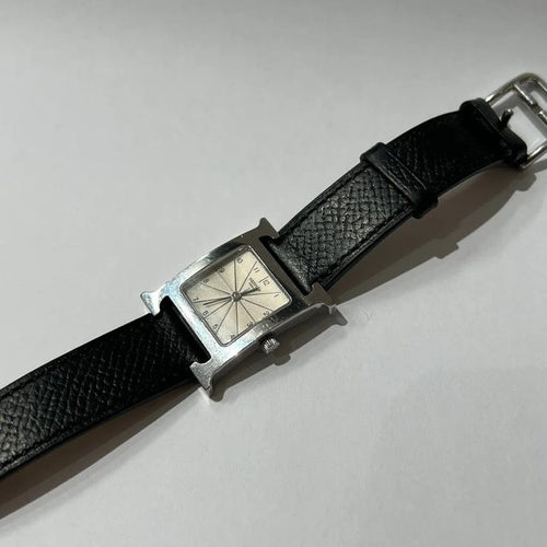 Montre Hermès Heure H HH1.210 - Montre quartz en acier et cuir noir 58 Facettes