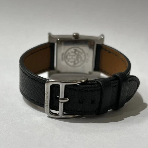 Montre Hermès Heure H HH1.210 - Montre quartz en acier et cuir noir 58 Facettes
