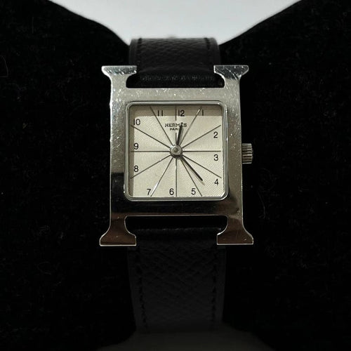 Montre Hermès Heure H HH1.210 - Montre quartz en acier et cuir noir 58 Facettes