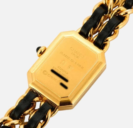 Montre Chanel Première - Montre plaqué or et cuir noir taille XL 58 Facettes LV111