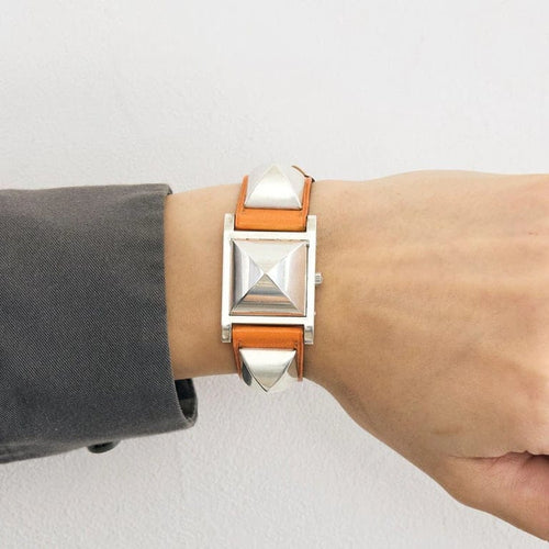 Montre Hermès Médor Swift - Montre en acier et cuir 58 Facettes