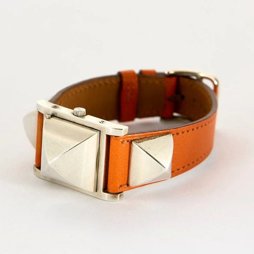 Montre Hermès Médor Swift - Montre en acier et cuir 58 Facettes