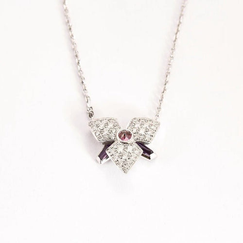 Collier Cartier Caresse d'Orchidée - Collier en or blanc, diamants, améthystes et tourmaline 58 Facettes