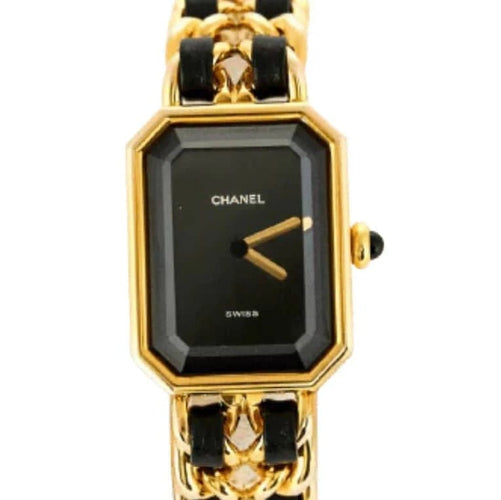 Montre Chanel Première - Montre en plaqué or et cuir noir, taille S 58 Facettes