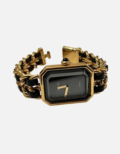 Montre Chanel Première - Montre en plaqué or et cuir noir, taille S 58 Facettes