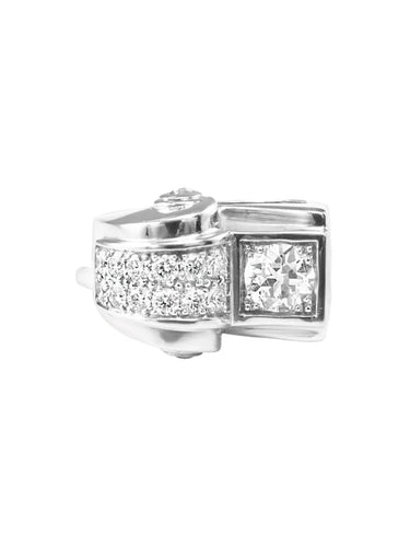 Bague 53 Bague Art déco en or blanc 18 carats et diamants 58 Facettes ES703/6