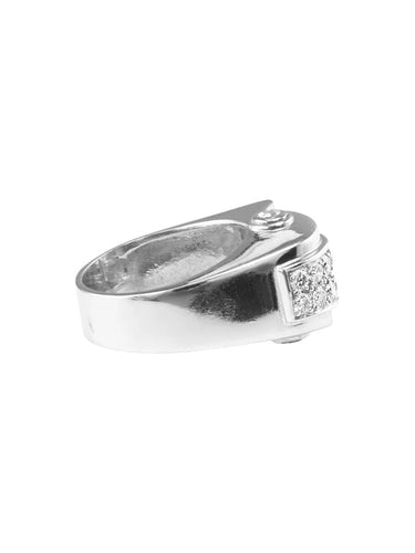 Bague 53 Bague Art déco en or blanc 18 carats et diamants 58 Facettes ES703/6