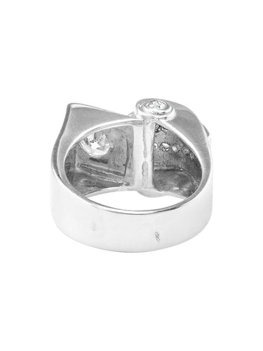 Bague 53 Bague Art déco en or blanc 18 carats et diamants 58 Facettes ES703/6