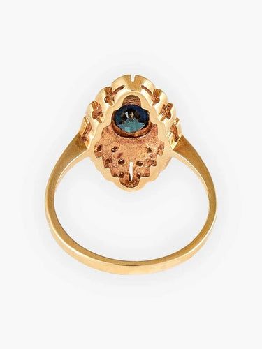 Bague 52 Bague marquise en or jaune 18 carats, saphir et diamants 58 Facettes HS20428