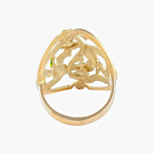 Bague 55 Bague style Art nouveau Iris en or jaune 18K et laque 58 Facettes