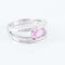 Bague 56.5 Bague solitaire double corps en or blanc 18 ct saphir rose et diamants 58 Facettes HS2436