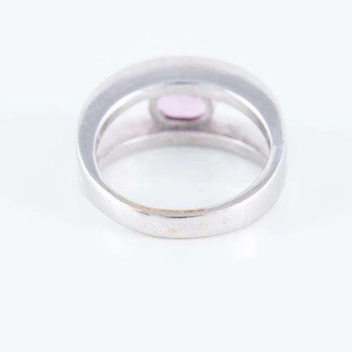 Bague 56.5 Bague solitaire double corps en or blanc 18 ct saphir rose et diamants 58 Facettes HS2436