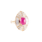 Bague 46 Bague style jupe en or jaune 18 ct, rubis cabochon et diamants 58 Facettes HS20852