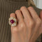 Bague 46 Bague style jupe en or jaune 18 ct, rubis cabochon et diamants 58 Facettes HS20852