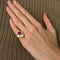 Bague 46 Bague style jupe en or jaune 18 ct, rubis cabochon et diamants 58 Facettes HS20852