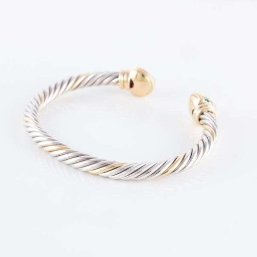 Bracelet Bracelet jonc ouvert en or jaune 18 ct, rubis et émeraudes 58 Facettes HS20836