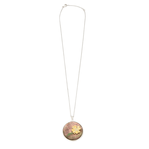 Pendentif Pendentif en or gris 18K avec nacre et diamants 58 Facettes HS2417