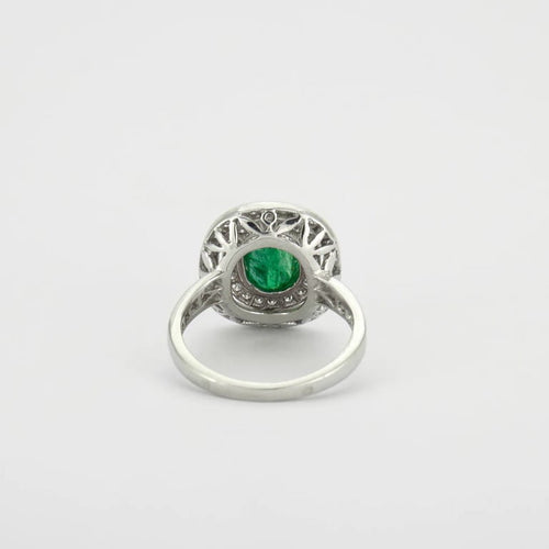 Bague 51.5 Bague en or blanc 18K à émeraude et diamants 58 Facettes ES613EM/4