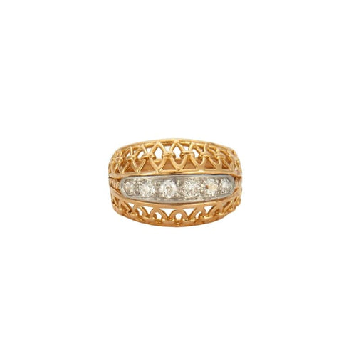 Bague 54 Bague années 1950 en or jaune et gris 18K sertie de diamants 58 Facettes HS5513