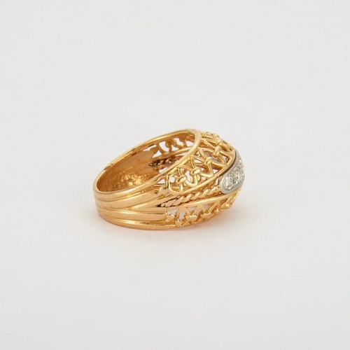 Bague 54 Bague années 1950 en or jaune et gris 18K sertie de diamants 58 Facettes HS5513