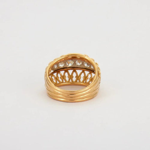Bague 54 Bague années 1950 en or jaune et gris 18K sertie de diamants 58 Facettes HS5513