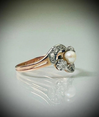 Bague 52 Bague perle et diamants en or jaune 18 carats 58 Facettes