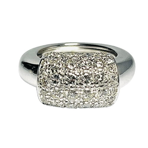Bague 52 Bague pavée de diamants en or blanc 18 carats 58 Facettes F5LP26