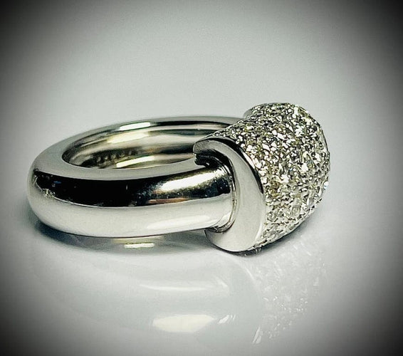 Bague 52 Bague pavée de diamants en or blanc 18 carats 58 Facettes F5LP26