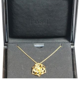 Collier Piaget - Collier chaîne avec pendentif Rose des Sables en or rose et diamant 58 Facettes F1LP19