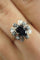 Bague 56 Bague marguerite en or blanc 18 K avec saphir et diamants 58 Facettes SQ4618733