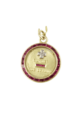 Pendentif Augis - Médaille en or jaune 18 carats rubis et diamants 58 Facettes SQ9946706